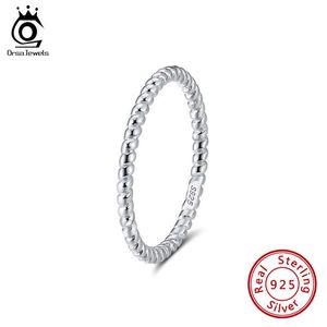 Band Rings ORSA JEWELS Authentic 925 Sterling Silver Rings Spiral Type Design Smooth Bijoux Finger Rings For Women Engagement SR236 Z0327