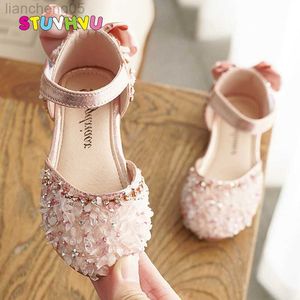 Sandaler Girls Princess Sandaler 2021 Sommar Nya Baby Girl Shoes Toddler Kids Sandaler Rhinestone paljetter Bow Dance Chiles Shoes W0327