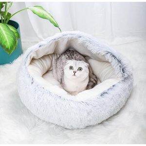 Cat Beds 2-in-1 Warm Pet Plush House Mattress With Cover Soft Long Bed For Small Dogs Cats Deep Sleep Comfort In Winter