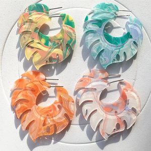 Hoop Earrings UJBOX Exclusive Creative Flame Flower Acrylic Resin For Women Wedding Party Jewelry Accessories Wholesale Bulk