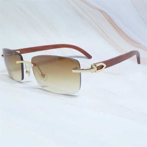 Designer Men's and Women's Beach Couple Sunglasses 20% Off Mens Rimless Wooden Fashion Summer Shades Color Craved Wood Sunglass for Women Gafas