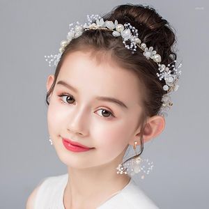 ヘッドピースパールフローラルヘアアクセサリー子供女の子クラウンヘッドバンドパーティーフェスティバルバンドブライダルヘッドドレスオーナメント