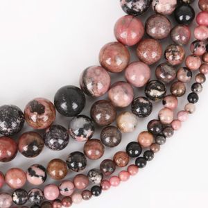 Sten 8mm naturliga svarta ränder rodochrosite pärlor runda lös spacer pärla för smycken tillverkning 4/6/8/10/12mm 15 DIY -armband DR DHHFC