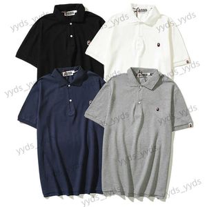 Men's T-Shirts Short Sleeve Men's New Fashion Versatile Embroidery Ape Head Couple Loose POLO Shirt T230327