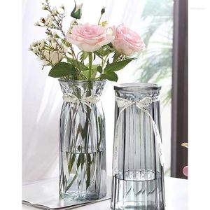 Vases 2023 Net Red Glass Vase Simple Transparent Dining-Tables Creative Nordic Water Flowers Decoration Living Room Table
