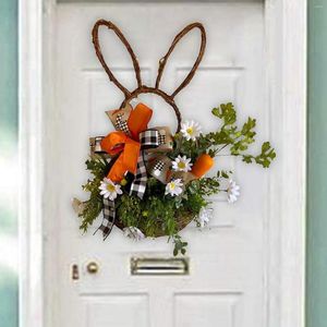 Decorative Flowers 19.69inch Easter Wreath Hanging Door Pendant Ornament Artificial Flower Garland For Porch Wedding Holiday Home
