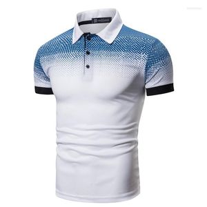 Polos masculinos 2023 verão europeu e americano masculino tamanho grande estampado camiseta de manga curta camiseta polo masculina