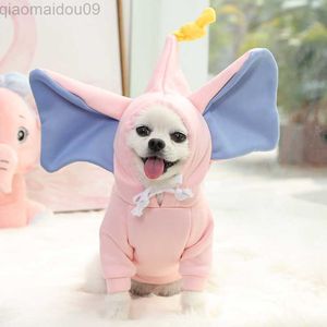 Vestuário de cachorro engraçado francês bulldog elephant traje moletações grandes e orelhas de cachorro molho rosa colorido moletom para jaqueta de gato por atacado produtos de estimação aa230327