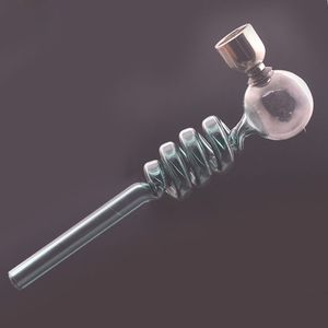 Hand Smoking Pipe Accessories Spiral Glass Pipes with Metal Bowl Mesh Screen Mini Glass Hand Spoon Pipes Tobacco Cigarette Dab Tool