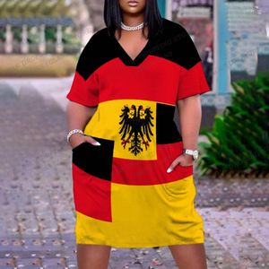 Sıradan elbiseler Almanya bayrak elbisesi kadın moda kısa kollu midi parti akşam gevşek deutschland bayrak plaj vestidos