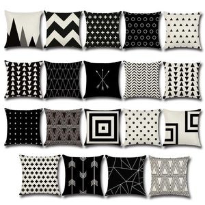 Pillow Nordic Black White Beige Home Decorative Cover European Geometrics Arrows Triangle Design Cotton Linen Sofa Throw /Dec