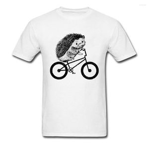 メンズTシャツかわいいハリネズミライダーBMX 2023コットンTシャツ面白い漫画ブラックホワイトクルーネックトップティー卸売