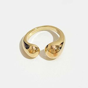 Band Rings Peri'sBox Gold/Silver Color Waterdrop Rings Asymmetric Double Circle Geometric Rings Minimalist Open Rings for Women 2020 Trendy G230327