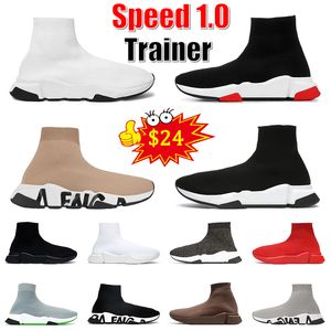 Designer Speed ​​Sock Trainer Socks Boots Herrkvinnor Hastigheter 1.0 Tränare Utomhus Sports Runner Boot Flat Sole Black Red Beige Booties Runners Sneakers Jogging Size 36-45