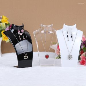 Jewelry Pouches Wholesale 3 Colors 20 13.5 7.3CM Mannequin Necklace Pendant Display Stand Holder Show Decorate Shelf 89g