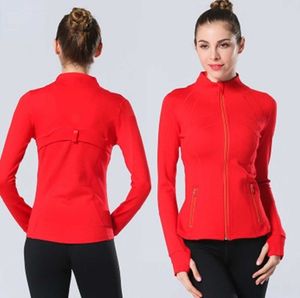 luluemons Yoga lu lu Define Jacket Women Solid Sports Breathable Coat Long Sleeve Pockets Gym Shirt Workout Tops Running Outfit Sportwear Geclothes aaa