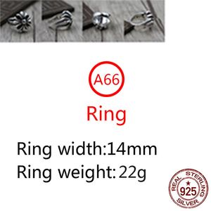 A66 S925 Sterling Silver Ring Fashion Retro Personlighet Cross Hip Hop Letter Net Red mångsidig punkstil smycken gåva för älskare