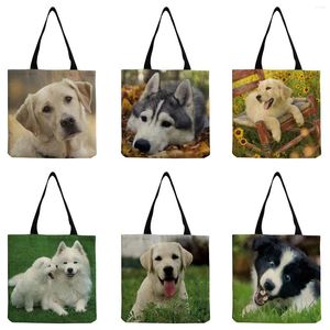 Abendtaschen, Motiv: Tierhund, bedruckt, Damen-Umhängetasche, umweltfreundlich, modisch, Aufbewahrung im Freien, Einkaufshandtasche, hohe Kapazität, tragbar, faltbar