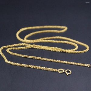 Chains Real 18K Yellow Gold Chain For Women 2mm Wheat Link Necklace 50cm/20inch Stamp Au750