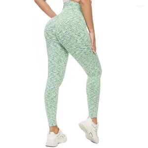 Leggings da donna Pantaloni da yoga a compressione a nido d'ape Mesh Bubble Colorati Sport da corsa Donna Stile europeo e americano