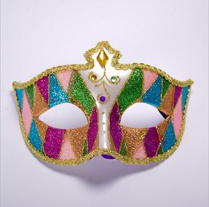 Party Masks Venetian Ball Mask Masquerade Mask Painted Flat Head Princess Diamond High-end Ladies Mask Halloween Mask Fashion Mask 230327