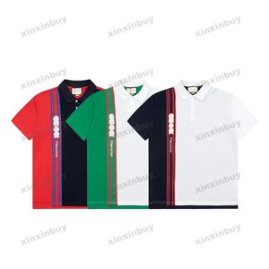 Xinxinbuy Men Designer Tee T Shirt 23SS Ribbon Brodery Letter Tryck Kort ärm Cotton Women Black White Blue Khaki XS-2XL