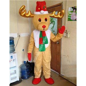 Hot Sales Red Hat Reindeer Mascote Costume Top Cartoon Anime Personagem Carnaval Unissex Tamanho Tamanho da Festa de Aniversário de Natal