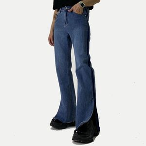 Men's Jeans Male Denim Boot Cut Pants Net Celebrity Men Women Couple Streetwear Vintage Fashion Casual Hem Split Flare TrousersMen's