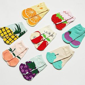 Women Socks 10 Pairs/lot 2023 Fruit Vegetables Print Cotton Ankle Meias Feminina Womens Casual Sock Slippers