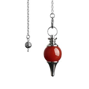 Pendant Necklaces Men Women Balance Reiki Natural Stone Healing Crystal Red Agates Dowsing Pendulum Circular Cone For Divination