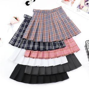 Skirts Super- SchoolSkirt Plaid pleated skirt female spring summer high waist short skirt fall college wind yellow A-character skirt 230327