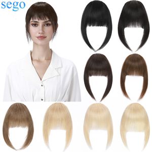 Bangs Sego 14g French Neat Bangs With Temples 100% Real Human Hair Fringe Bangs Swept Natural Look Hair Piece 230327