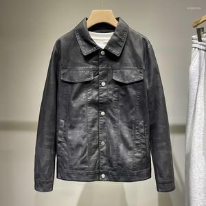 Men's Jackets Casual Denim Jacket Spring Autumn Men's Retro Black Leather Coat Fashion Long Sleeve Tops Coats Clothings