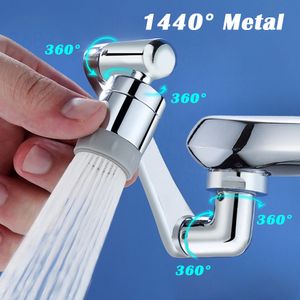 Bathroom Shower Heads Metal Copper 1440° Rotation Faucet Aerator Extender Swivel Robotic Arm Faucets Extension Nozzle Kitchen Saving Water Sprayer 230327