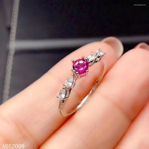 Cluster Rings KJJEAXCMY Fine Jewelry 925 Sterling Silver Inlaid Natural Garnet Ring Vintage Girl's Support Test