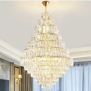 villa hollow out duplex building Pendant Lamps crystal hall spiral staircase post-modern living room hotel lobby light luxury lamp Chandelier