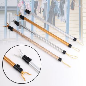 Hangers Racks Balkony Fork Rod Clothes Telescopic Drying Space Saving 230327