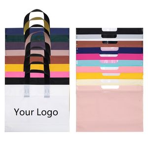 Scatole portaoggetti Contenitori Sacchetti di plastica per confezioni regalo aziendali con manico ad anello Negozio di abbigliamento Borsa per abbigliamento Personalizzata personalizzata 230327