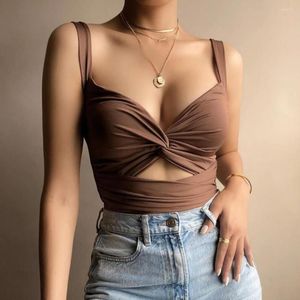 Women's T Shirts Plus Size Vest Women Girls Camis Sexy Sleeveless T-shirt Chest Knot Backless Slim Crop Top Clothing