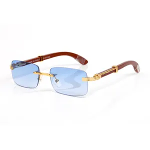 Rechteck Sonnenbrille Designer Herren Frau optischer Rahmen Carti Gläser randloser Gold Metall Büffel Horn Brillen Brillen klar Brillen Occhiali Lunettes de Soleil