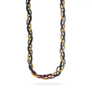 Łańcuchy DIY Kreatywny tkanin łańcuch skrętu Naszyjnik ręcznie robiony lina Choker Złoty Kolor Kolor dla kobiet YS91