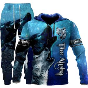 Men and Women 3D Printed Pennywise Casual Clothing Wolf Fashion Sweatshirt Hoodies and Trousers Exercise Suit 007