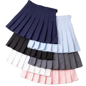 Kjolar tjej veckade tennis kjol hög midja kort klänning med underbyxor smala skol uniform kvinnor tonåring cheerleader badminton kjolar 230327