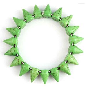 Strand SUNYIK Green Howlite Stone Stud Rivet Spike Bead Punk Style Bracelet Bangle Wristband For Cool Men Women