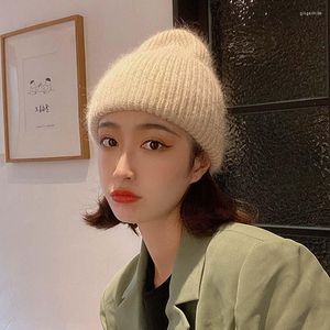 Beanies Fur Winter Hat For Women Sequins Knitted Female Girl Fasion Solid Bonnet Thick Warm Soft Cashmere Wool Cap