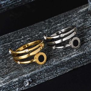 Band Rings MSX Vintage Twist Stainless Steel Ring Roman Numerals Gold Silver Plating Finger Ring Small Cubic Zircon Wedding Rings For Women G230327