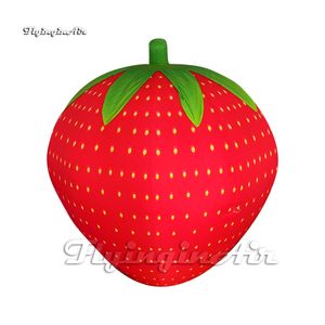 Globo inflable rojo grande de la fruta artificial del modelo de la fresa con las semillas amarillas para la decoración del parque