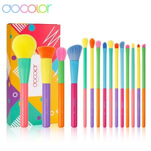 Makeup Tools Docolor Colorful Makeup Borstes Set Cosmetic Foundation Powder Blush Eyeshadow Face Kabuki Blending Make Up Brushes Beauty Tool 230325