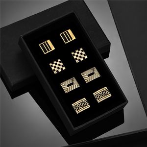 Cuff Links 4 Pairs Cufflinks For Mens With Gift Box Man Shirt Cufflinks Wedding Guests Gifts Men Gift For Husband Jewelry Business Tie Clip 230325