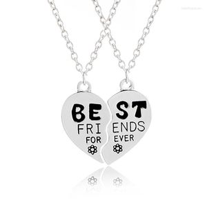 Catene Collana BFF Pendenti Donne Amici Per Sempre Per 2 Ciondolo A Forma Di Cuore Spezzato Fiore Amicizia Regalo Amico